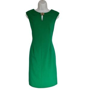 Calvin Klein Women's Green Sheath Dress Size 8 Knee Length Party